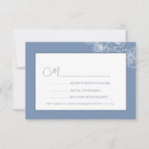 Arte de línea floral blanco azul polvoriento RSVP