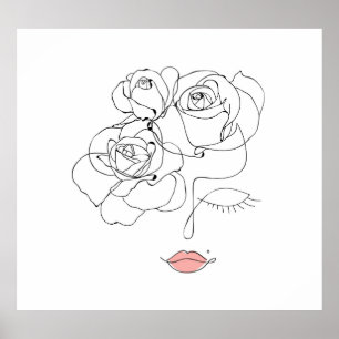 Arte de línea floral: Mujer mínima.