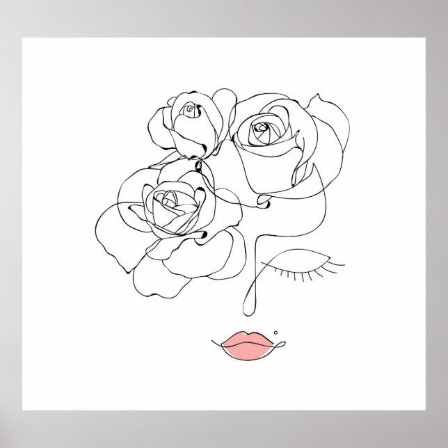 Arte de línea floral: Mujer mínima. (Frente)