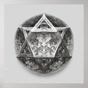 Arte de línea geométrica compleja: Icosaedro Infin