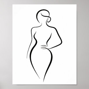 Arte de línea minimalista abstracta silueta de muj