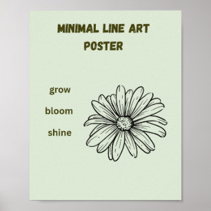 Arte de línea minimalista Daisy Crecer Florecer Br