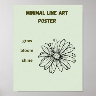 Arte de línea minimalista Daisy Crecer Florecer Br