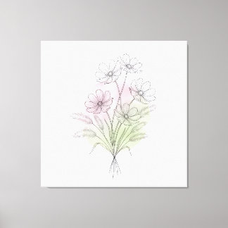 Arte de línea minimalista de cosmos Flor silvestre