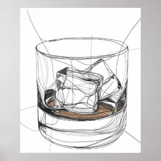 Arte de línea minimalista de cristal de las rocas