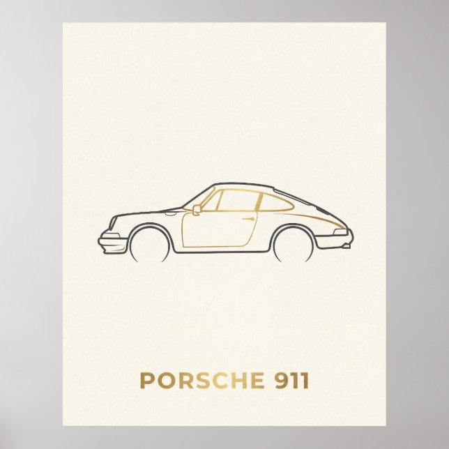 Arte de línea minimalista de Porsche 911 (Frente)