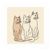 Arte de línea Minimalista de tres gatos