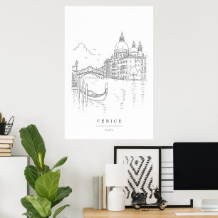 Arte de línea minimalista de Venecia Pared del c