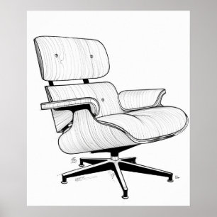 Arte de línea minimalista moderno Eames Chair de m