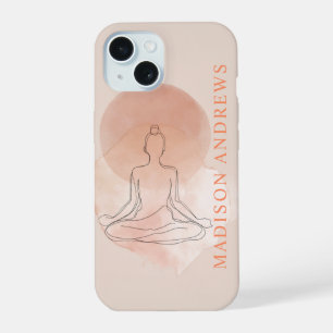 Arte de línea minimalista Mujer meditando Acuarela