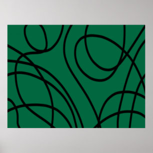 Arte de línea moderna en verde y negro