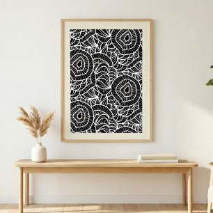 Arte de línea orgánica abstracta en negro y blanco