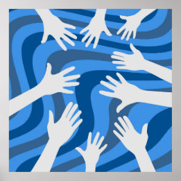 Arte de líneas azules manos retro