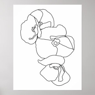 Arte de líneas de flores abstractas minimalistas
