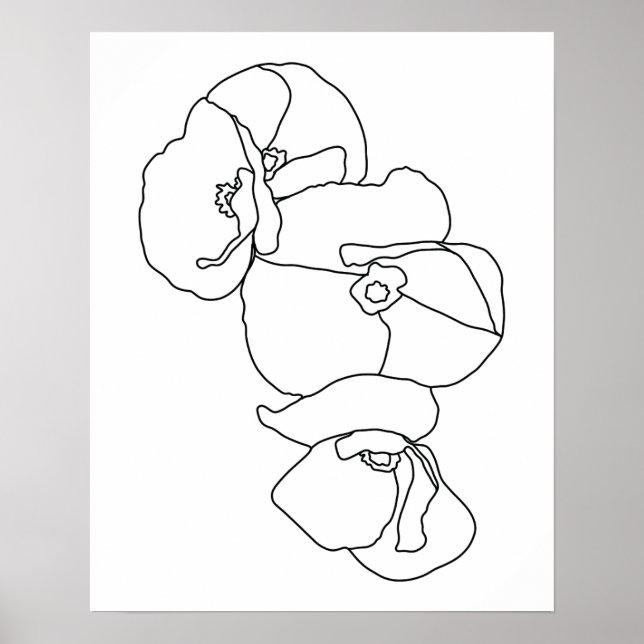 Arte de líneas de flores abstractas minimalistas (Frente)