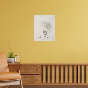 Arte de lobo solitario en impresión