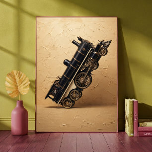 Arte de Locomotora de Vapor Vintage Haciendo Cabal