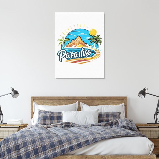 Arte de logotipo de isla paradisíaca tropical (Insitu(Dormitorio))