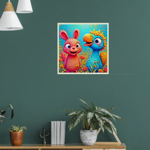 Arte de Loro Conejo de Dibujos Animados Adorables