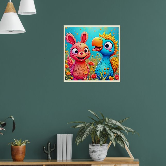 Arte de Loro Conejo de Dibujos Animados Adorables (Salón 1)