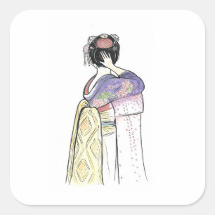 Arte de los Pegatinas Geisha de Japón