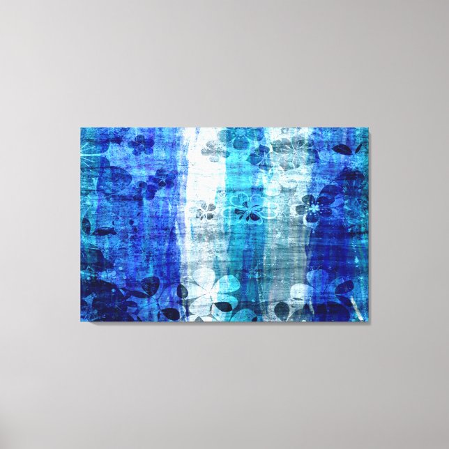 Arte de madera de flores azules vintage (Anverso)