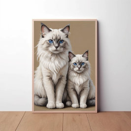 Arte de Madre y Gatito Kitten Ragdoll