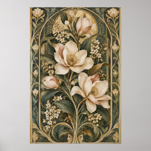 Arte de Magnolia Vintage Art Nouveau Botánico para