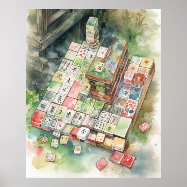 Arte de Mahjong en Acuarela (Frente)