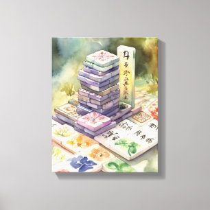 Arte de Mahjong en acuarela