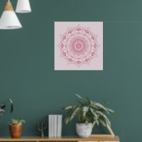 Arte de Mandala árabe - Pa floral simétrico rosado