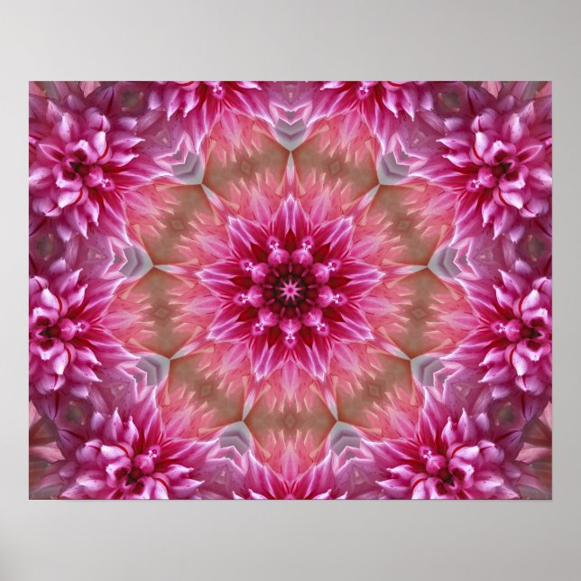 ARTE DE MANDALA CALEIDOSCOPIO FLORAL ROSA (Frente)