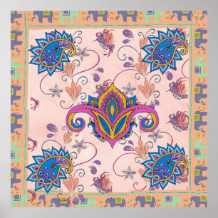 Arte de mandala con estampado boho de pañuelo y el
