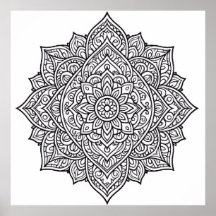 Arte de Mandala de Línea Negra Intrincada