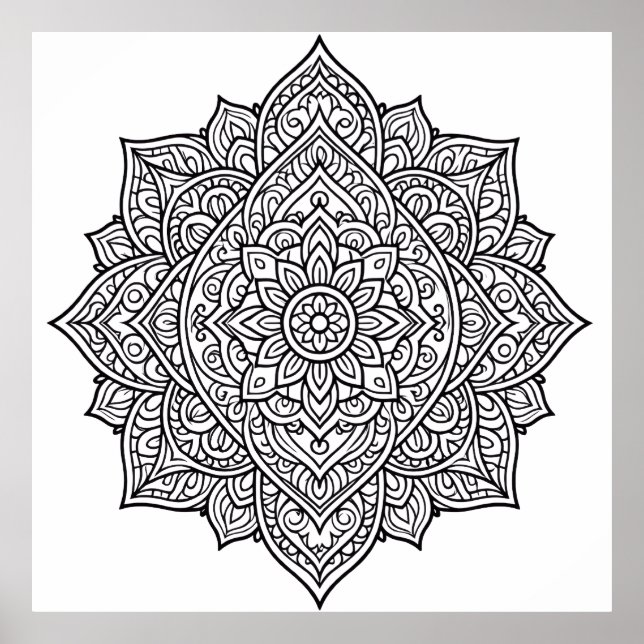 Arte de Mandala de Línea Negra Intrincada (Frente)