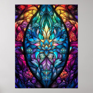 Arte de Mandala de Vidrio Emplomado Floral Vibrant