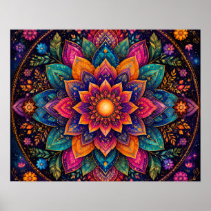 ARTE DE MANDALA FLORAL TONO JOYA CÓSMICA