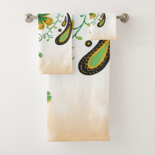 Arte de mandala floral verde y amarillo