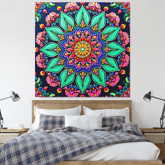 Arte de Mandala Floral Vibrante (Insitu(Dormitorio))