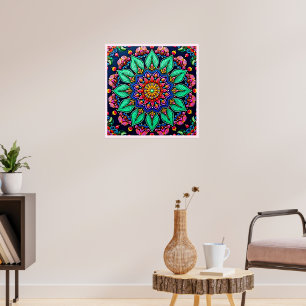 Arte de Mandala Floral Vibrante