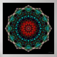 Arte de Mandala geométrica de turquesa roja intrin