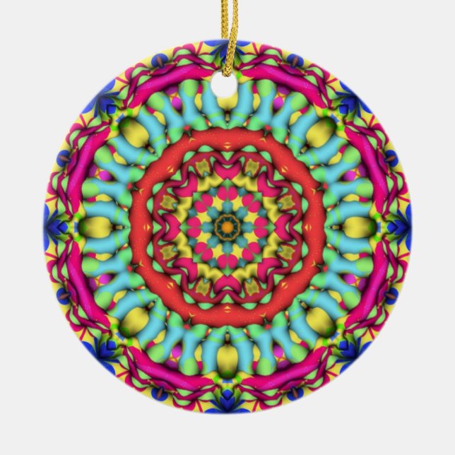 Arte de Mandala geométrica : Ornamento rosa azul d (Frente)