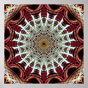 Arte de Mandala Geométrico Beige Rojo Intrincado