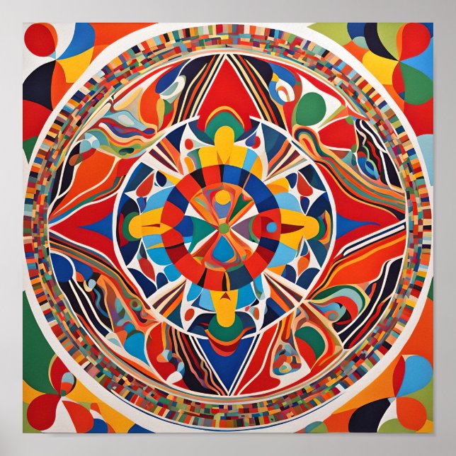 Arte de Mandala Geométrico Vibrante  (Frente)