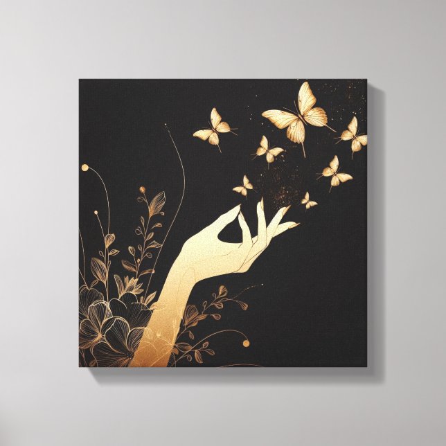 Arte de Mano Femenina Liberando Mariposas (Anverso)