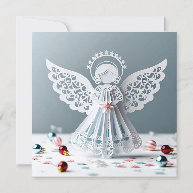 Arte de manualidades de ángel de encaje de papel d (Anverso)