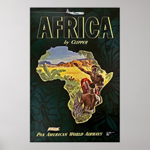 Arte de Mapa de África Impresión Africana Pos de V