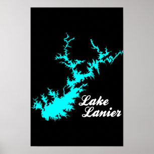Arte de Mapa de Guión de Costa Cian de Lago Lanier