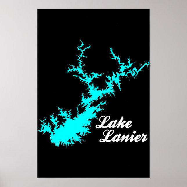 Arte de Mapa de Guión de Costa Cian de Lago Lanier (Frente)