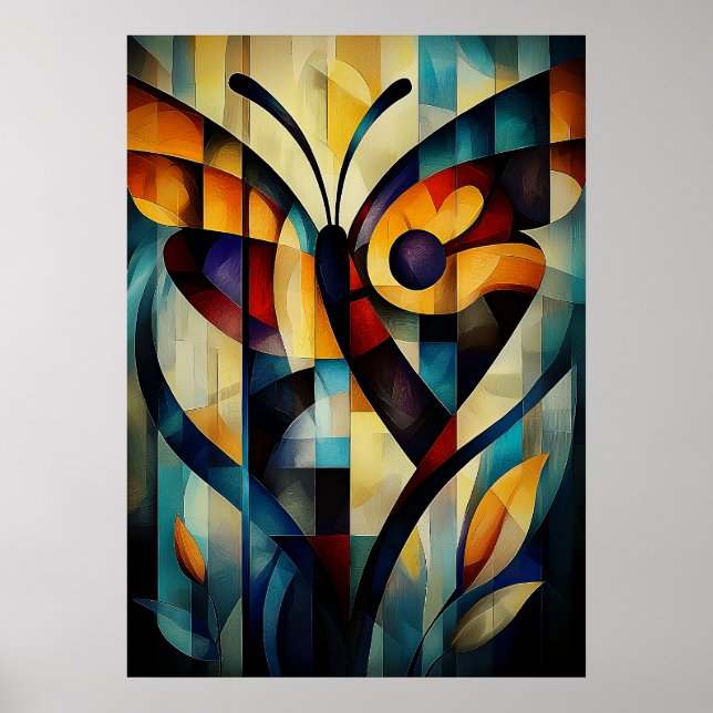 Arte de mariposa abstracta - Diseño geométrico de  (Frente)